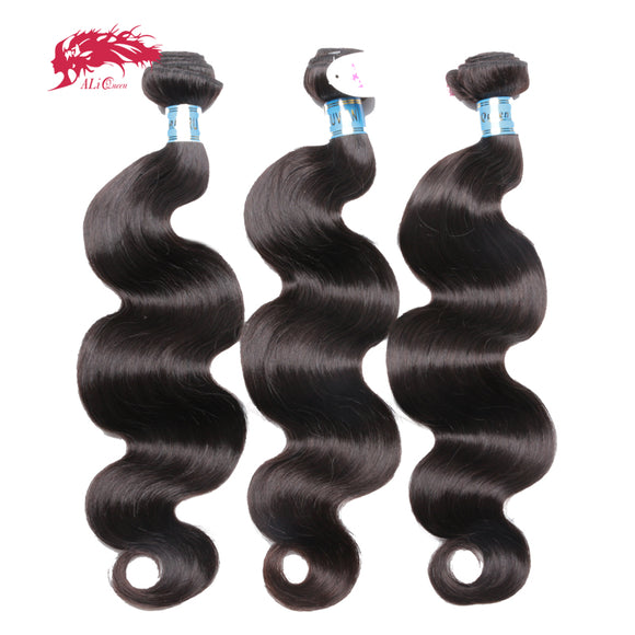 Ali Queen Hair Peruvian Body Wave Weave 100% Human Hair Bundles 8-30inch 3 Piece Mixed Natural Color Virgin Hair Extension